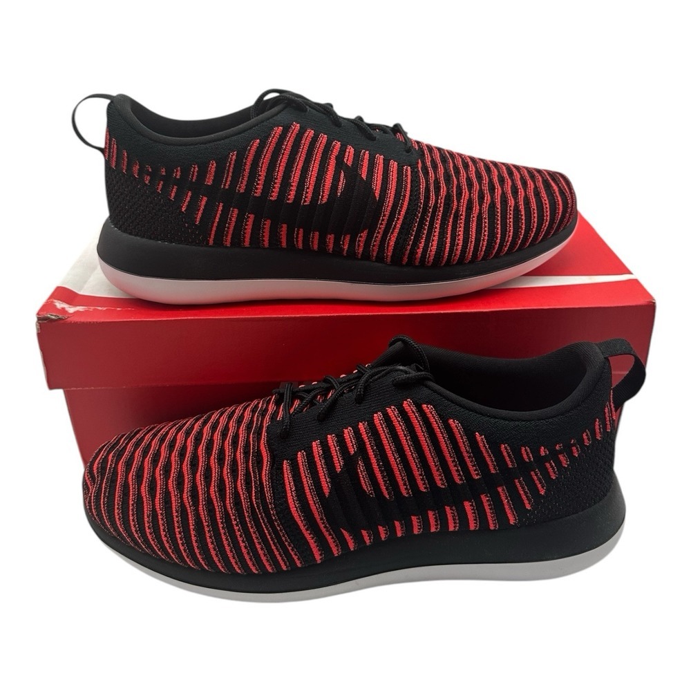 Nike‎ Roshe Two Flyknit Shoes Men's Size 9.5 Red Black Bright Crimson 844833-006